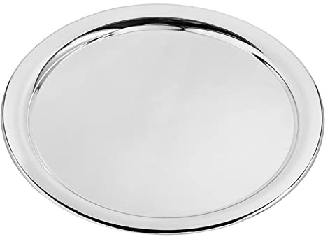 EDZARD Tablett Serviertablett Porto, Ø 32 cm, rund, edel versilbert | anlaufgeschützt, Dekotablett, Kerzentablett, Tischdeko, Servierset, Geschenkidee