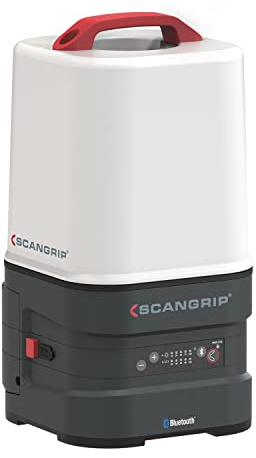 SCANGRIP Akku LED Baustrahler AREA10 360° CAS Arbeitsleuchte Baustellenlampe (Dimmfunktion, 10.000 Lumen, Abstrahlwinkel: 180/360°, 84 Watt, kompatibel Metabo CAS Akkus, BLUETOOTH, 395x200x212mm)
