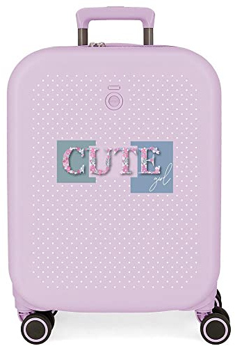 Enso Cute girl Valigia da cabina viola 40x55x20 cm ABS rigido Lucchetto TSA integrato 37L 3,22 kg 4 doppie ruote Bagaglio a mano