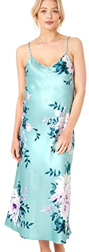 Indigo Sky Women's Samsara Long Satin Chemise, Floral Bloom, 16-18