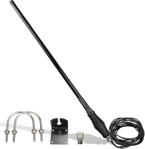 Retevis Profi-Mobilfunkantenne, Dualband UHF/VHF, 6.5dB, 48,2 Zoll Fiberglas, Montagehalterung, Federfuß mit 16ft RG-58U Koaxialkabel, kompatibel mit Midland Retevis RT95 RA25 TYT AnyTone Radioddity