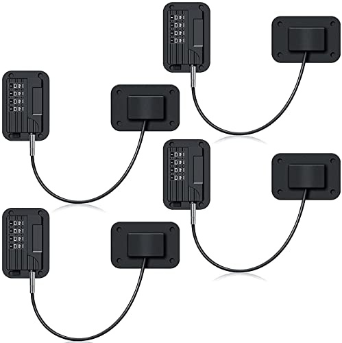 Esenlong 4 piezas de bloqueo de código de nevera, bloqueo puertas niños,candado puerta, cerradura armario, para puerta, cajón, nevera, congelador, ventanas (Negro)