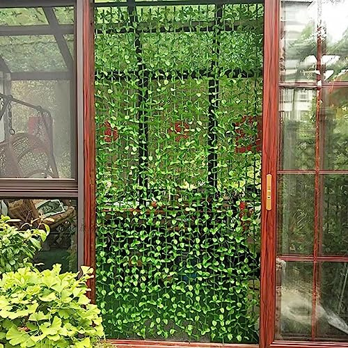 Bamboo Green Leaves Door Beads Curtains,Light Filtering Privacy Tassel Partition Strip Curtain,Hanging Beaded Curtain Kit for Closets Bedroom Wedding Backdrop(W90xH200cm(35x79)18strands, Green)