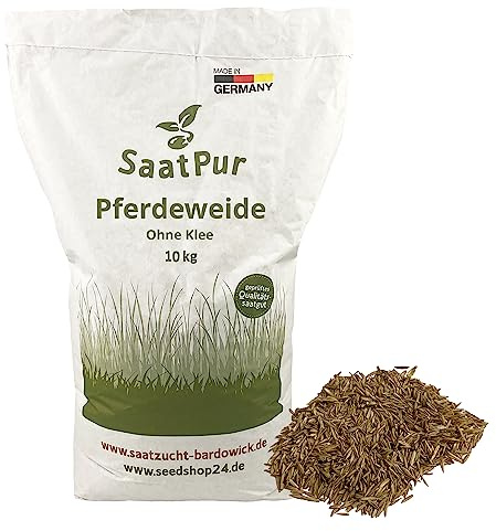 SaatPur® Pferdeweide ohne Klee, ohne Kräuter, 10 kg für 3.000 m², Hoher Futterwert für strukturreiches Futter, dichte Narbe, geeignet für stark beanspruchte Pferdeweiden, Neusaat und Nachsaat