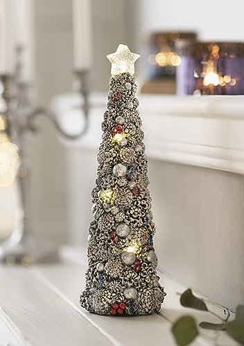 LED-Tanne Funkelstern 30 cm hoch, künstlicher mini Weihnachtsbaum mit Lichterkette, Adventsdeko mit Beleuchtung