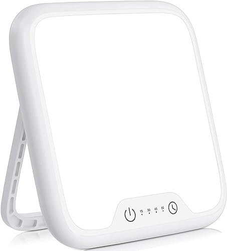 VTHW SAD Lamp 10,000 Lux, Daylight Lamp with Memory Function & 4 Timer Settings, Stepless Brightness, Portable UV Free Therapy Lights Lamp Sun for Home/Office