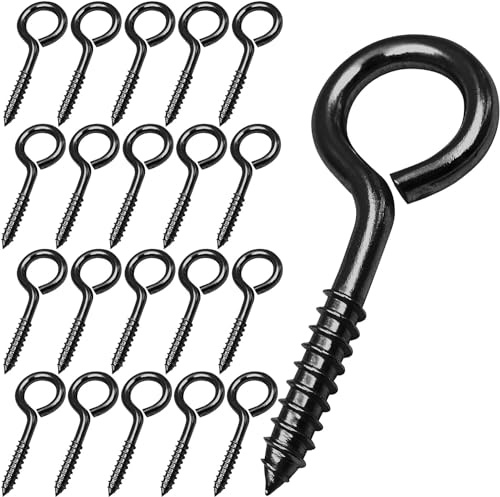 FFWHKON 20 Pcs 2.5 Inch Sturdy Stainless Steel Eye Hooks, Eye Bolts | Screw in Heavy Duty, Anti-Rust Self Tapping Eyelet Screws for Securing Cables Wires, Hanging Lights, Indoor & Outdoor Use
