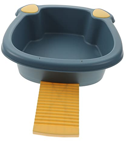 Babywaschbecken mit Waschbrett, Blau, Pp, Katzenohr Design | Schulbeginn Party, Pull out Design, ein Stück Geformt, Verstecktes Brett, für Kinderhände und Kleidung Zufällige Farbe