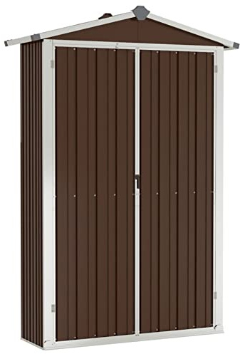 Gecheer Metallverktygshus trädgårdsskjul trädgårdshus skjul cykelgarage trädgårdsskjul trädgårdsskåp metallskåp förvaringsskjul utrustningshus brun 116 x 45 x 175 cm galvaniserat stål