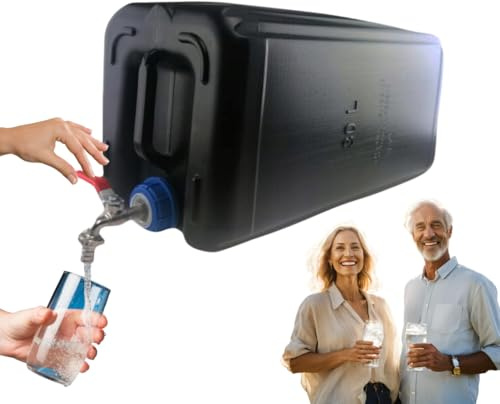 Wasserkanister 30l aus Kunststoff Schwarz, Wasserbehälter mit Hahn Campingkanister Trinkwasserkanister Wassertank Kunststoffkanister für Haus Garten Auto Camping, dichter Verschluss, bequemer Griff