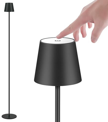 IMQSQIK Cordless Floor Lamp for Outdoor/Indoor, Built-in 6800 mAh Battery LED Battery Operated lamp Rechargeable, with Touch Control Floor lamp，Adjustable Height Floor Lamp for Patio(Black)