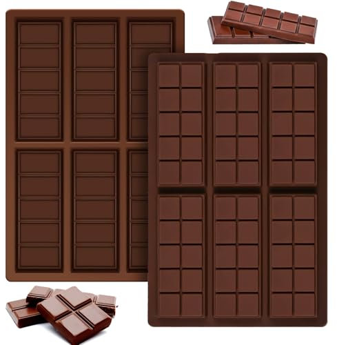 2 Stück Schokoladenform Silikon Tief Silikonform Schokolade Brechbare Schokoladenformen BPA-frei Antihaft Pralinenform Silikon für Schokolade Praline Süßigkeiten (Schokoladenform-A+B)