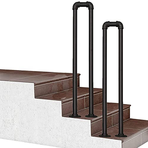 Handlauf Geländer Treppengeländer-Handläufe für Außenstufen, U-förmiges Stützset für Veranda-Handläufe aus schwarzem Metall, Übergangshandläufe für Terrassenbeläge, Balkone und Gärten