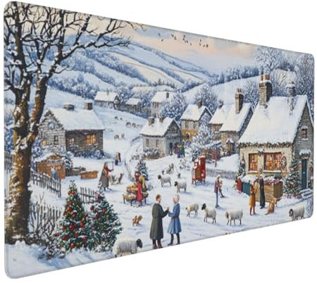 Gaming Mauspad XXL Landschaft Mousepad 1000x500x4mm Schnee Verlängertes Mauspad Schreibtischauflage,Genähte Kanten Mauspad,Verbessert Präzision Geschwindigkeit Wasserdicht Geeignet für Büro und Spiele