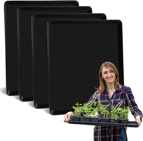 CODOHI 4 Stück Große Pflanzschalen, 58 x 55 cm Kunststoff Pflanzwanne, Quadratische Anzuchtschale für Garten, Gewächshaus, Pflanzen und Blumen, Schwarz