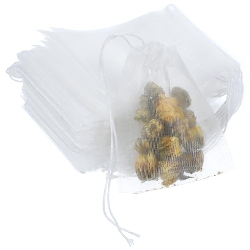 Ymapinc 100 Pcs Empty Tea Bags for Loose Leaf Tea, 7x5.5cm | Disposable Spice Filter Bag, Mesh Small Drawstring Bags for Coffee Spice Cooking