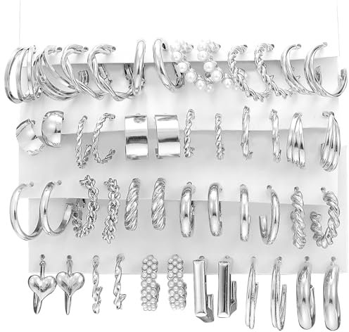 JSTHHTT Silber Creolen-Ohrstecker Set für Mehrere Piercings