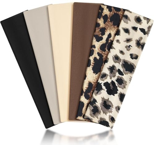 BELEVO Stirnband Damen Sport 6 Stück, Dünne & Breite Haarbänder - rutschfeste Weiche Headbands für Yoga, Fitness, Kosmetik (Leopardenprint & Einfarbig)