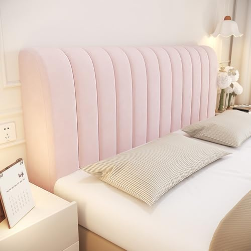 Treer Bett Kopfteil Bezug, Einfarbig Bettkopfteil Bezug, Strecken Staubdicht Bettkopfteil Hussen, All-Inclusive Schutz Dekorativ für Schlafzimmer Bett Kopfteil (Rosa Streifen,190cm)