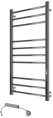 Elna Chrom Handtuchheizkörper 147W – Elektrisch 1005 x 530 mm – Für Hotels, Mietwohnungen & Studios – Edelstahl – Mit Thermostat, Timer & Eco – IP44 – Wandmontage – Design Heizkörper