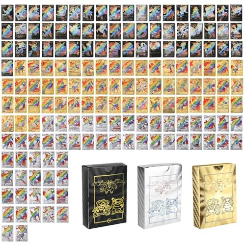 Zenithle Packung Mit 165 Pcs Cartoon Karten Schwarz Silber Gold Seltene Karten Set,Sammelkartenspiel Keine Duplikate Karikaturen Comics Sammelkarten Einschließlich Verschiedener Seltener Folienkarten
