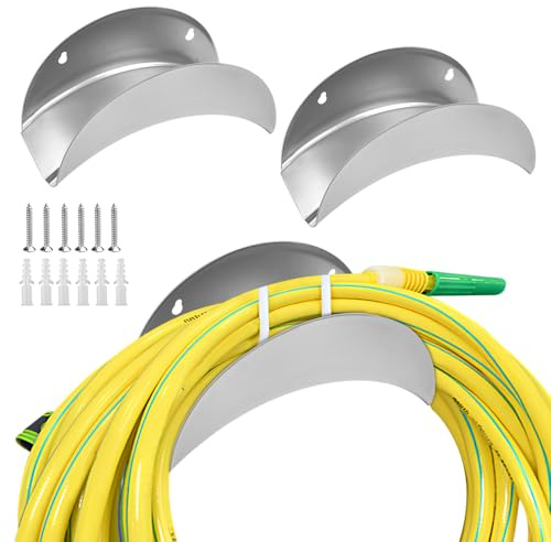 Huucozn Supports Muraux pour Tuyau D'arrosage 3 Pièces Support Tuyau Arrosage Mural Support pour Tuyau d'eau en Acier Enduit de Poudre Accroche Tuyau Arrosage avec vis et vis d'expansion