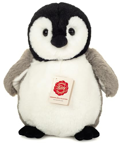Teddy Hermann 90043 Pinguin 25 cm, Kuscheltier | Besonders flauschiger Premium-Plüsch, mit viel Liebe zum Detail, ab 0 Monaten, waschbar, weicher Plüsch