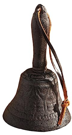 MUELODSIC Campana De Mano De Hierro Fundido Vintage Estilo Rústico Campanilla Creativa para Entrenamiento Señalización y Decoración Color Oxidado