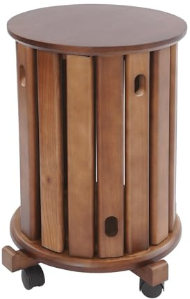Levkitch 4-in-1 Esszimmerstühle mit Rollen,4er Set Wooden Stackable Stool,stapelbarer Hocker,Bauernhaus-Beistelltisch,Stapelhocker Holzlstuhl mit Silent Pad Ihrer Sofa Couchtisch (Nussholz Farbe)