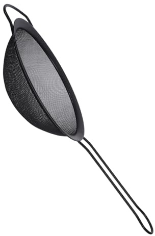 Alipis Colino da Cucina in Acciaio con Manico Nero Setaccio Maglia Fine per Farina e Ingredienti Polverizzati Scolapasta Leggero e Antiruggine per Uso