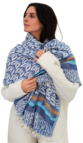 blanketino Luxuenza Premium Baumwollschal – Weiches gewebtes Tuch aus 100% türkischer Baumwolle, Boho Muster mit Fransen, Damen & Herren Schal – 90×178 cm (mehrere Farben)