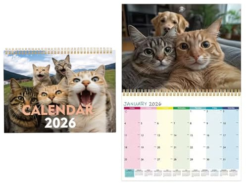 Väggkalender för, 2026 – 12-månaders planerare, söt djurkalender för, kontor, klassrum, sovsal, verkstad | Perfekt för studenter, lärare, rådgivare och frilansare