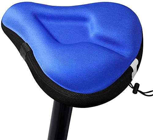 KFGISD, Coprisella for cyclette con imbottitura morbida in gel, extra for mountain bike e bici da corsa, for donne e uomini, adatto for spin ，Sella per bicicletta(Blue)