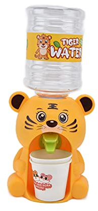 Mini dispensador de Agua, Fuente para Beber Realista en Miniatura con Forma de Animal de simulación con 2 Tazas, Accesorios para casa de muñecas, Regalo para niños y niñas (Tigre Lindo Grande)