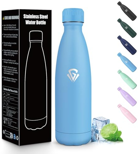 Botella Agua Acero Inoxidable Sin BPA 500ML, Botella Agua Termica, Acero Inoxidable 18/8, Garrafa Termica, A Prueba de Fugas Reutilizable, Cantimplora Termo para Camping, Gimnasio, Escuela