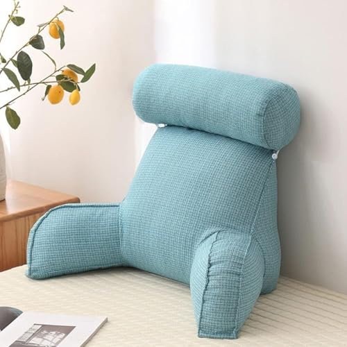 RhLLvJ AMZWDMZ Large Backrest Reading Pillow,Cosy ?Back Rest Reading Pillow Cushion,Lumbar Pillows Back Support with Arm Rests,Great As Backrest for Books Or Gaming(Sky Blue)
