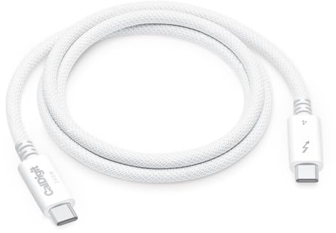CalDigit - Cable trenzado Thunderbolt 4 Pro (1 m, 40 Gb/s, alimentación de 240 W, compatible con Thunderbolt 3, Thunderbolt 5, USB4 Type C, MacBook Pro, iMac, iPhone 17, blanco