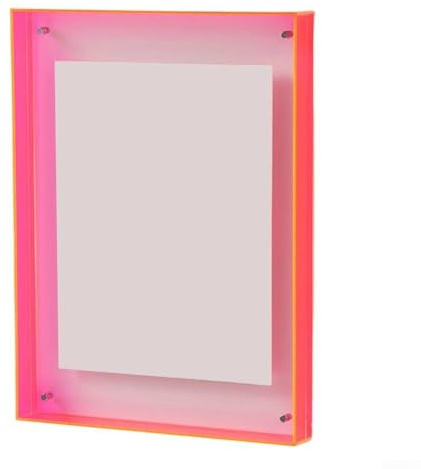 RiseNova Transparenter Acryl-Bilderrahmen, 16 x 21 cm, vielseitiges Design zum Aufhängen oder Stehen, für Schlafzimmer, Wohnzimmer, einfache DIY-Foto-Display-Lösung, fluoreszierendes Rot
