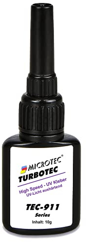 Microtec® Turbotec 911 UV-Kleber | 10g | ohne UV-Taschenlampe | High-Speed UV-Kleber - Aushärtung in wenigen Sekunden | lichthärtender und transparenter Klebstoff | Qualitätsprodukt aus Deutschland