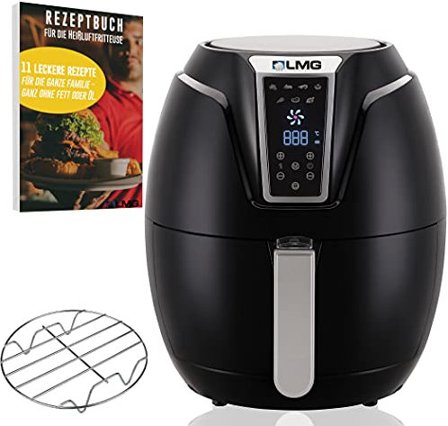 Heißluftfritteuse Premium 3.2L - Airfryer Mit Touch-Bedienfeld, Neueste Technik, 100% knusprig mit Heißluft ohne Fett - Backen, Frittieren, Grillen, Rösten - Spülmaschinenfest - Extrem leise Anwendung