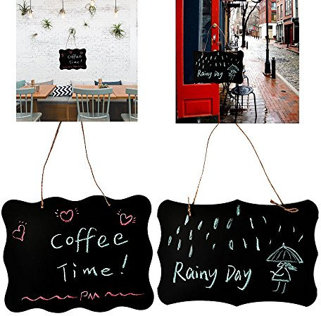 2er Kreidetafel Zum Aufhängen TIMESETL Mini Kreidetafel Zum Aufhängen, Kreidetafeln Beidseitig, Small Blackboard Message Board, Double Sided Erasing Signs Chalkboards für Küche, Hochzeit, Menü