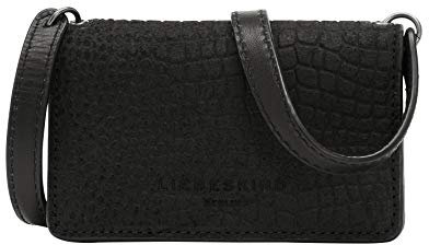 LIEBESKIND Berlin Suede Lizard Sina Geldbörse, Small (7.4 cm x 11.2 cm x 2.5cm), Black