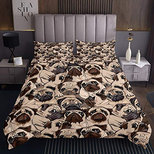 Tbrand Coperta trapuntata per cani per bambini Carino Trapuntato Coperta per ragazzi ragazze Bambini Marrone Tema animale Set Pet Puppy Trapuntato Camera Decor Biancheria da letto Singolo