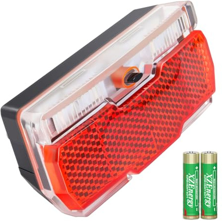 Bike Rack Tail Light With 2 Modes: Steady and Flashing - Bicycle Rear Light Easy to Install on Cargo Rack, Fits 50mm Bolt Holes Mount
