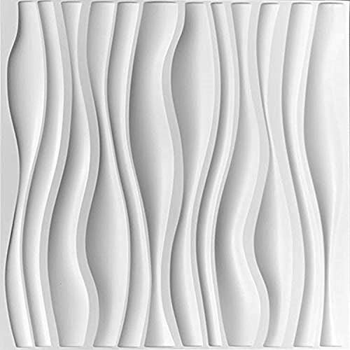 Paris 3D Wall Panels - Matt White PVC Panels - 50cm X 50cm Ceiling Panels Covers 32 Sq. Feet - 3D Panels for Interior Wall Décor in Living Room, Bedroom, and Office - 12 Pack PVC Ceiling Panels
