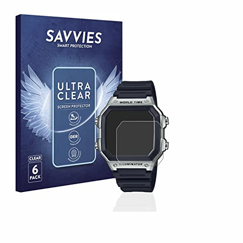 savvies Protector Pantalla para Casio AE-1200WH 6 Unidades - Película Ultra Transparente