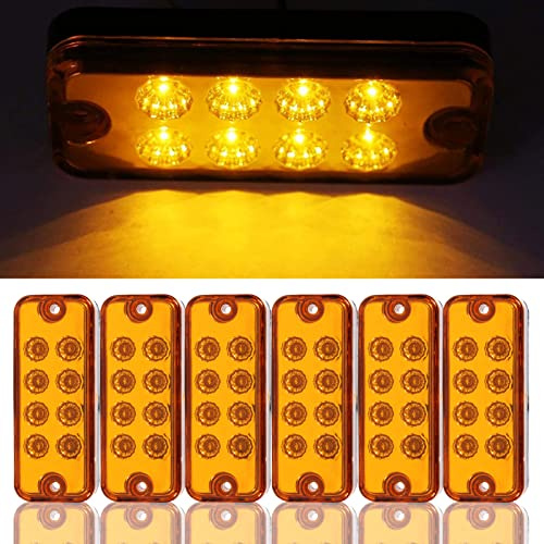 OUKENS Luci di posizione laterali, 6 pezzi 8 LED Luce di posizione laterale Luce di posizione Lampada di segnalazione Camion Rimorchio Camion(Giallo)