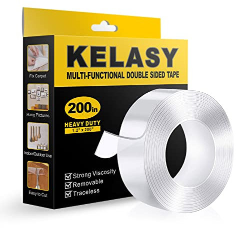 Kelasy Nastro Biadesivo Extra Forte Extra Grande per Impieghi Gravosi, 5 m x 3 cm, Nastro di Montaggio Nastro Adesivo per Poster da Parete con Presa Forte per la Decorazione