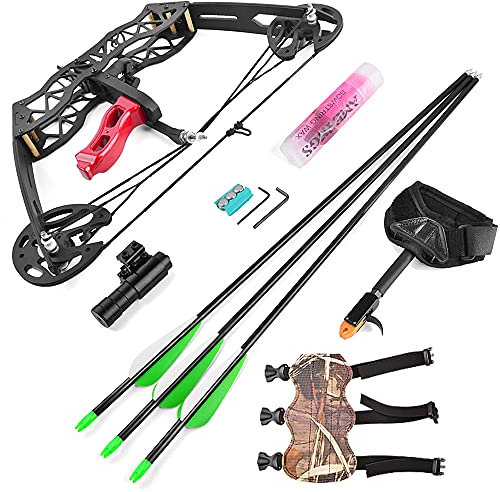 wolfman Compoundbogen Set 28 Lbs Compound Bogen und Pfeil Set Erwachsene Sportbogen Bogenschießen Set Compound Bogen mit JagdzubehöR für Im Freien AnfäNger SchießTraining Geschenk Jugend