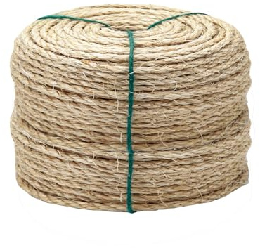 TienYow 4mm Natural Sisal Rope - 164-Ft, Cat Scratcher Repair & DIY Cat Tree, Wide Application, Length Choices